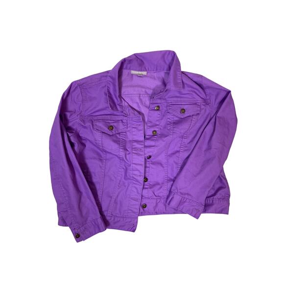 Woman Within Purple Denim Jean Jacket Plus Size 20W – Button Front Casual Layer - Picture 1 of 4